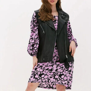 MSCH Copenhagen Women's Boho Floral Print Balloon Sleeve Feminine Casual Dress L